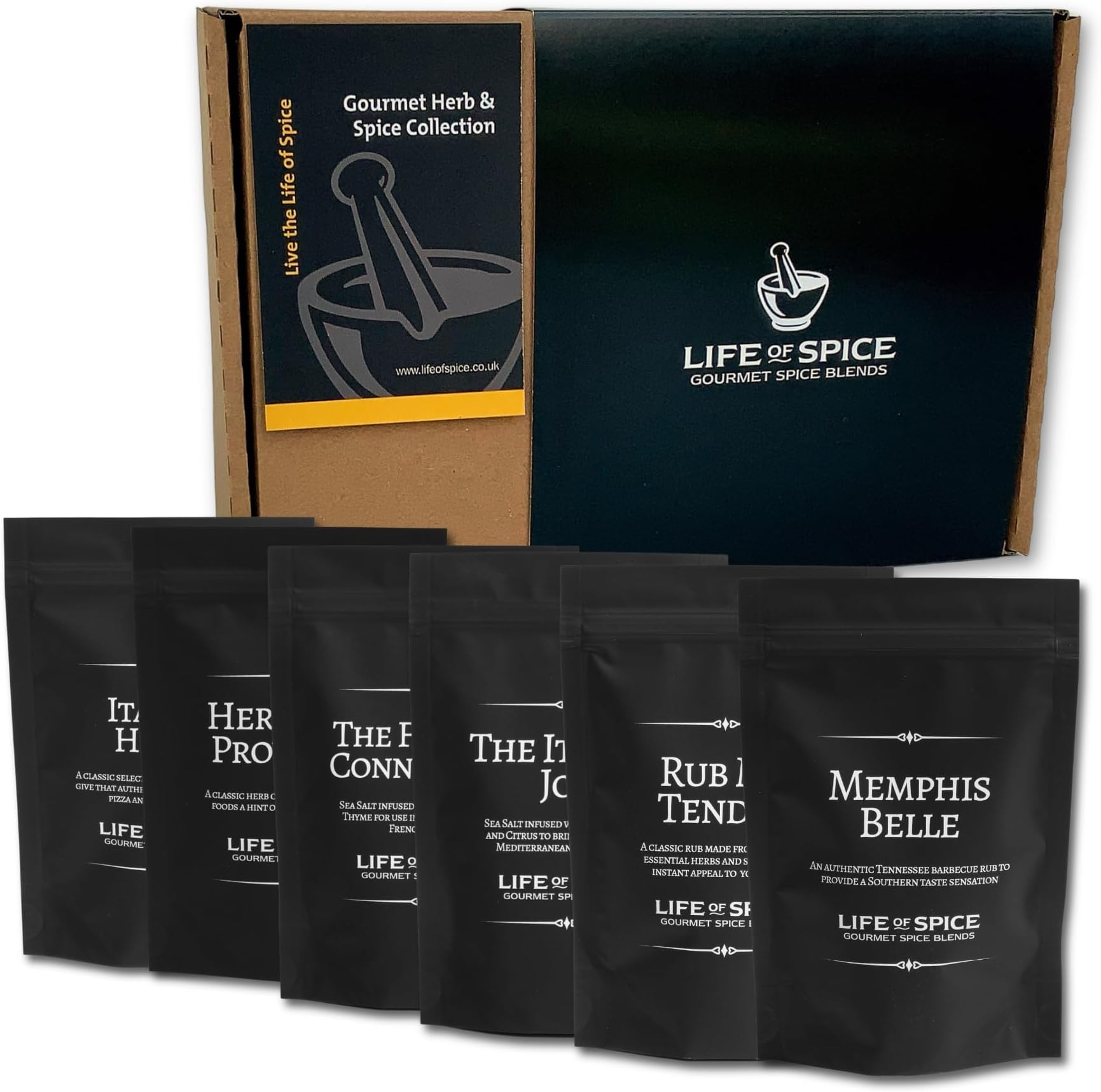 โ Gourmet Herb & Spice Collection | Great Selection of Rubs, Salts and Herbs | 296g | 6 Unique Flavours with Recipe Cards | 2 Rubs - 2 Salts - 2 Herbs | Great Christmas or Birthday Gift