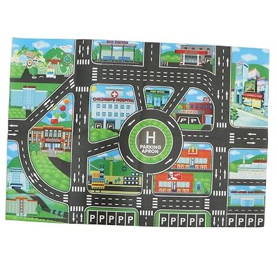 ATORSE™ 83 X 58 Cm City Traffic Play Mat with Tracks Roads for Car Trucks Train Toy|Baby