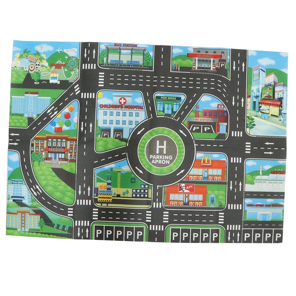 atorse ATORSE™ 83 X 58 Cm City Traffic Play Mat with Tracks Roads for Car Trucks Train Toy|Baby-picture-30