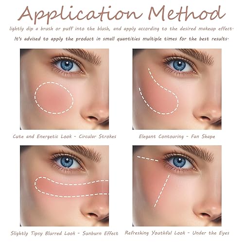 3 Color Matte Pink Blush Palette with Brush, Long Lasting Cheek Makeup, Smooth and Light Blush Powder for Face Beauty