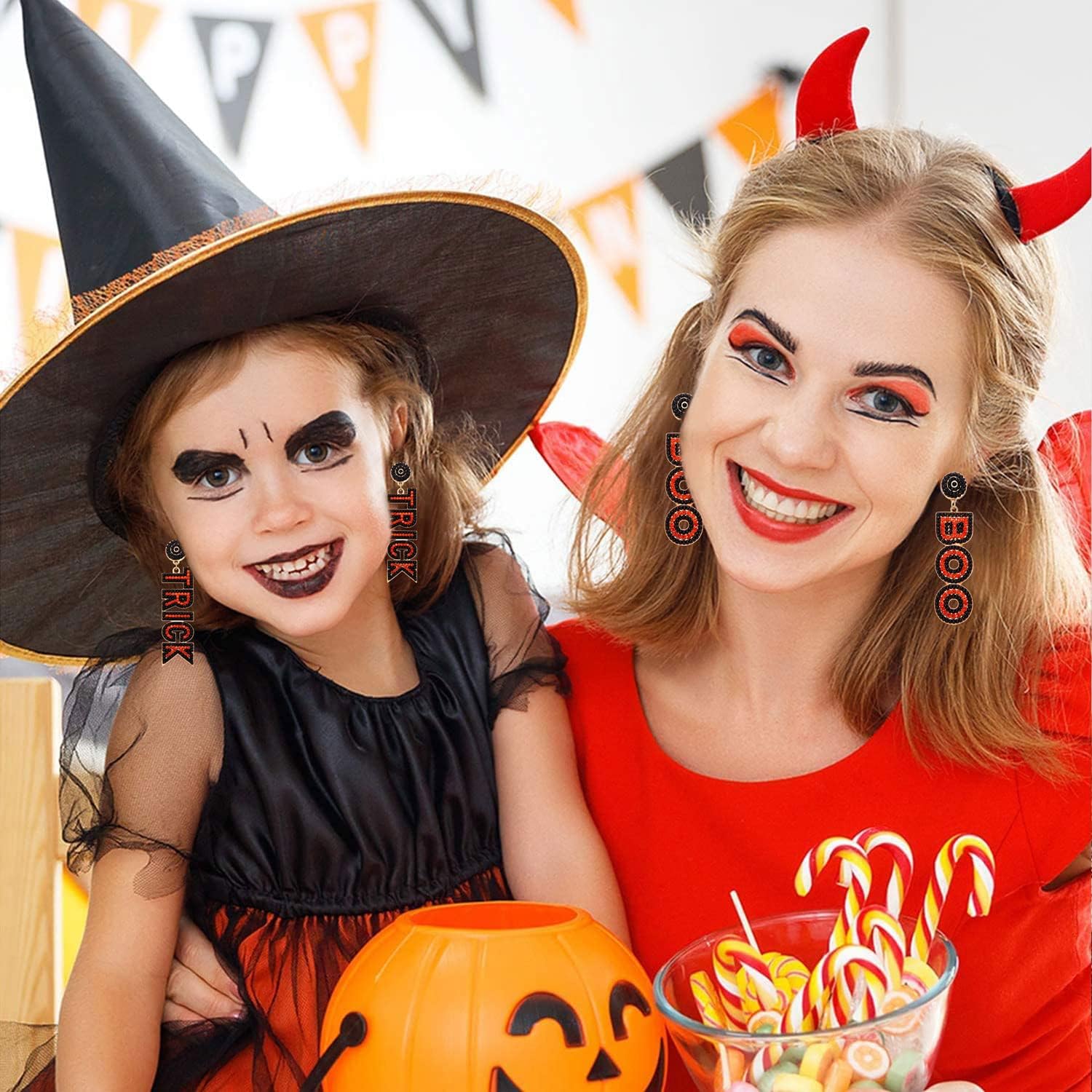 Halloween Earrings Set for Women Beaded Boo Ghost Pumpkin Earrings Cute Candy Corn Drop Dangle Earrings Halloween Jewelry Gifts Costume Party Accessory - Image 3