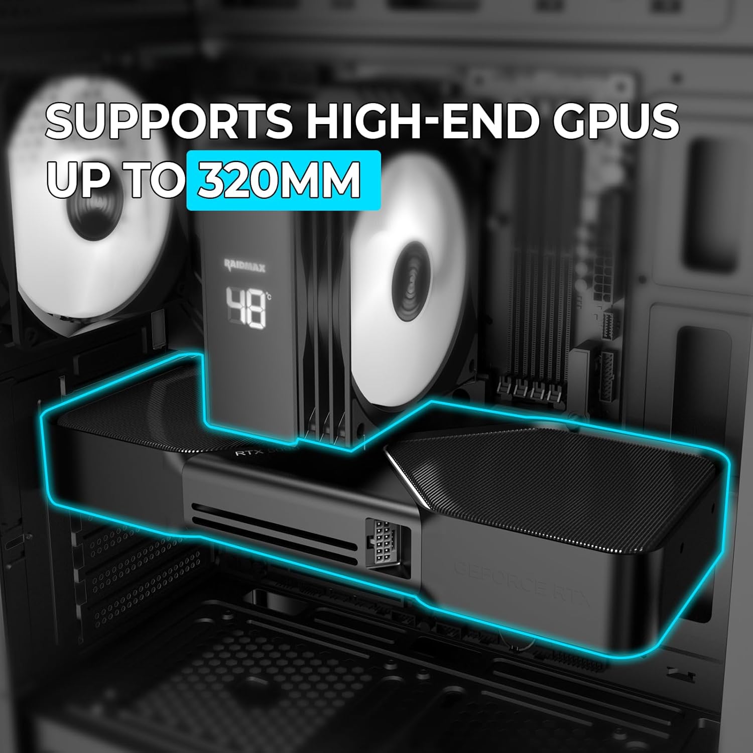 RAIDMAX X921 Mesh Airflow ATX Mid Tower Gaming PC Case, 6X 120mm Static RGB Color Fans Pre-Installed, Tempered Glass Side Panel, High Airflow Design, Supports 320mm GPU & 240mm Radiator (Bundle)