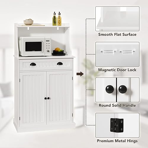 Miniatura 4 de HOLTICO Armario de almacenamiento de despensa de cocina independiente de 54 pulgadas con puertas y estantes ajustables, soporte para horno de