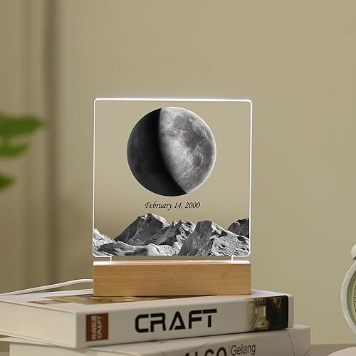 WSYEAR Lámpara de luna personalizada para decoración de dormitorio, lámpara de luna LED acrílica para adultos y niños, regalos de cumpleaños para