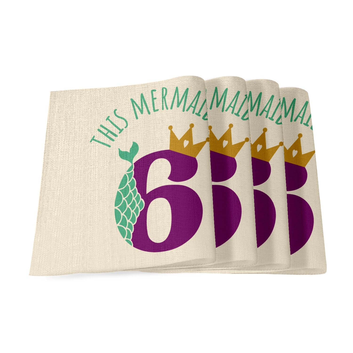 Set de table lin sirène protège nappe grand format pour anniversaire 6 ans