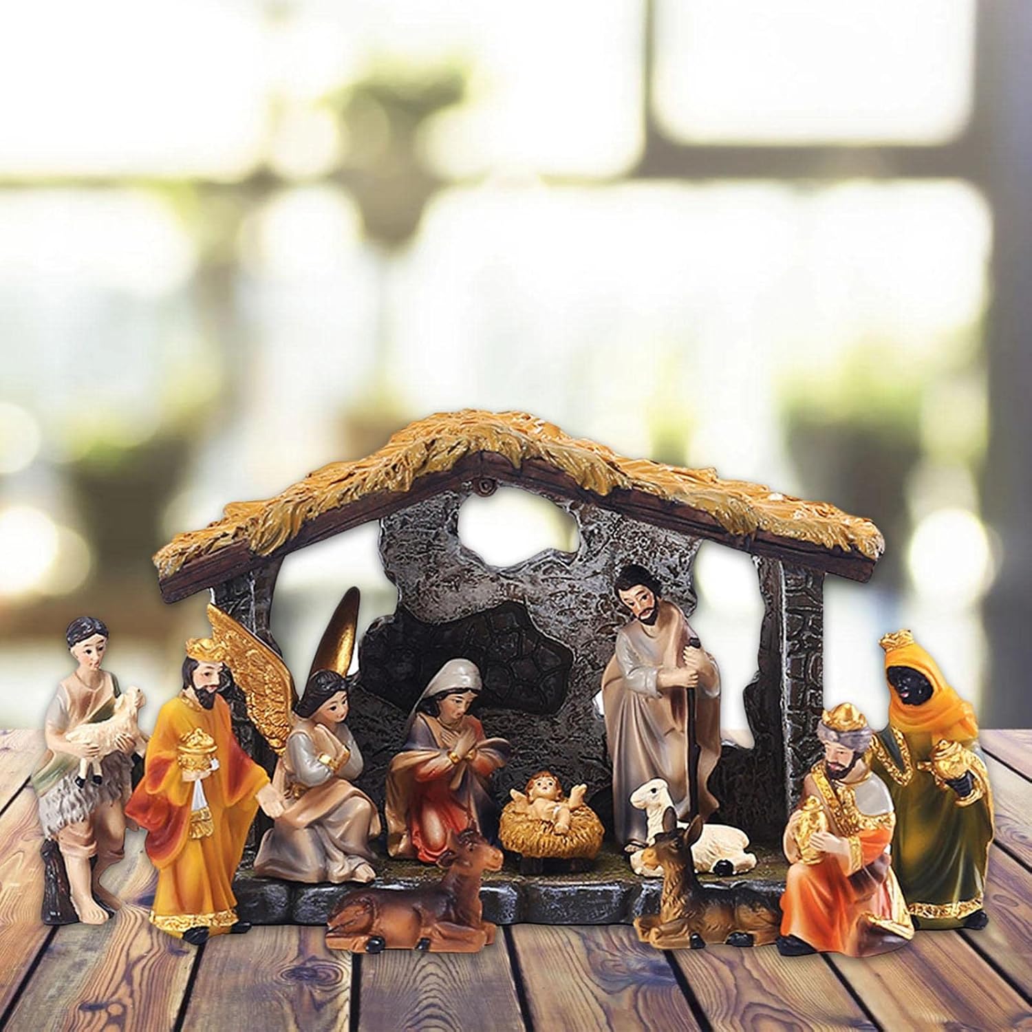 Holy Family Nativity Figurines Set - Birth of Desk Ornament Gift