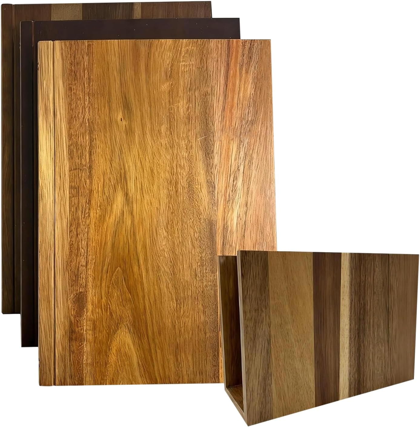 Wooden Cutting Board Set 3 Pieces with Stand, Book Shape Chopping Boards for Meat Cheese Vegetables, Stain Resistant Thick Boards for Kitchen, 33x25cm