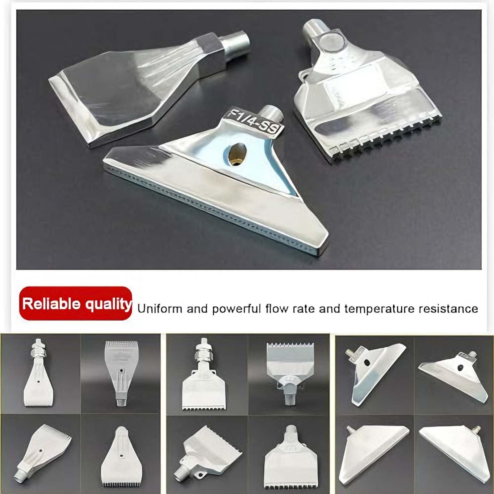 Boquilla plana de acero inoxidable, rosca macho BSPT de 1/4", cuchillo de aire, boquilla de soplado de polvo de 8-16 orificios para soplador de aire comprimido 5pcs 16-hole Stainless Steel (Polished)