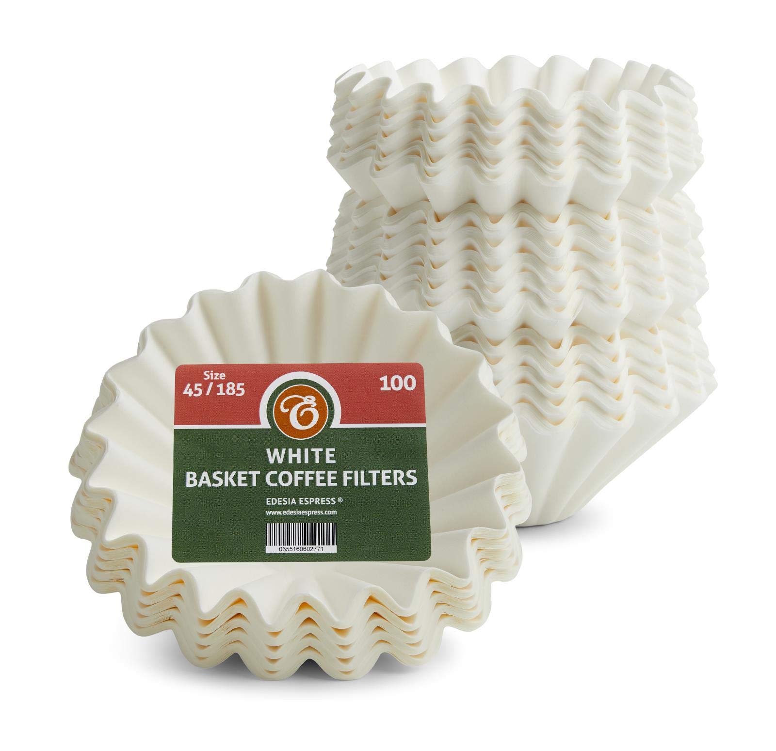 EDESISA ESPRESS - 400 Size 45/185mm Basket Coffee Filter Papers White – Compatible with Kalita Wave KWF-185