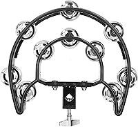 Vista 6 de Tambourine Half Moon Tambourine Cencerro, Drum Mounted Tambourine Bulk Hi Hat Tambourine Metal Jingles Musical Percussion Instrument with Mounting