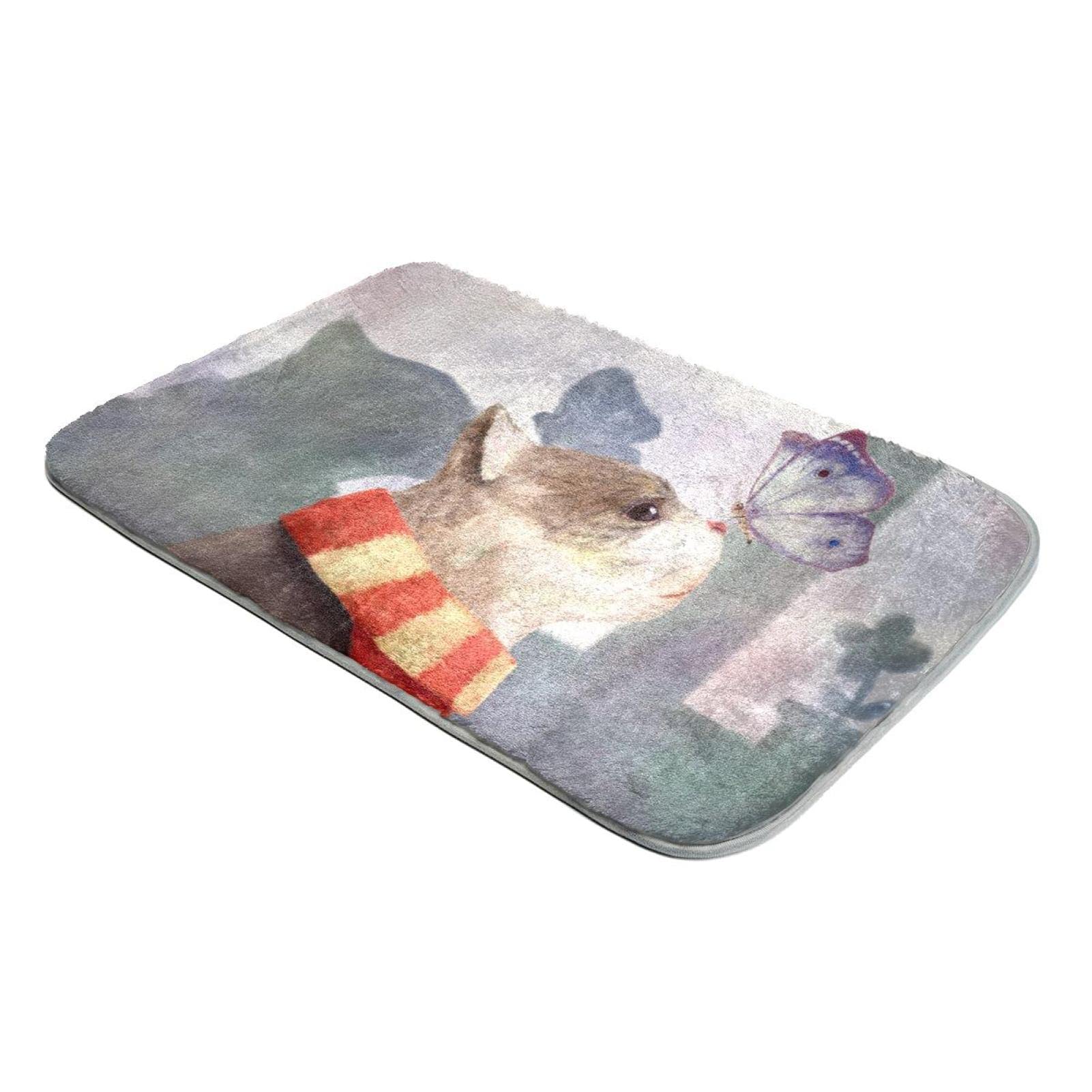 Tapis fausse fourrure haut de gamme motif chat papillon douceur premium