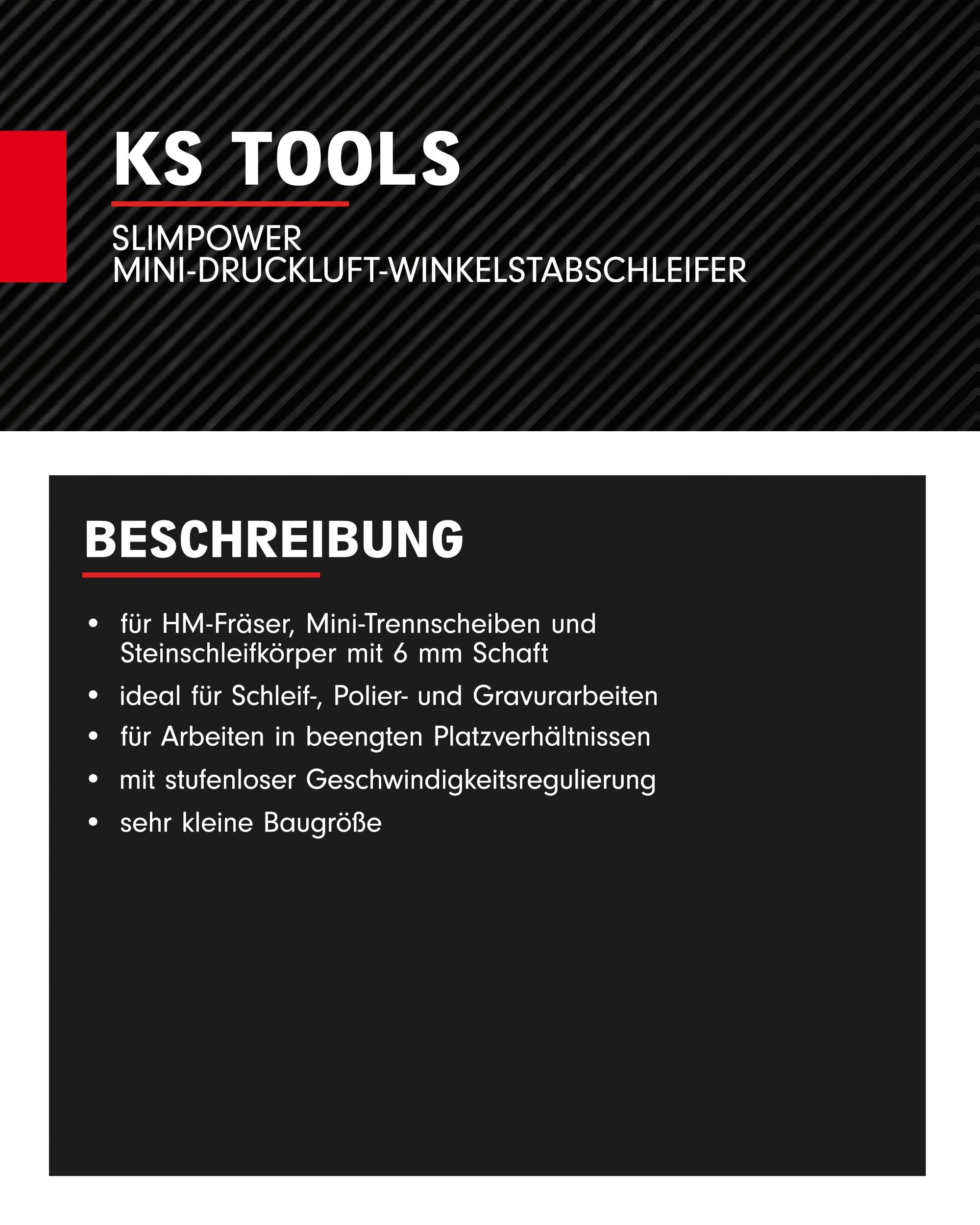 KS Tools 515.5535 SlimPOWER Szlifierka pneumatyczna kątowa MINI, 19.000 obr./min