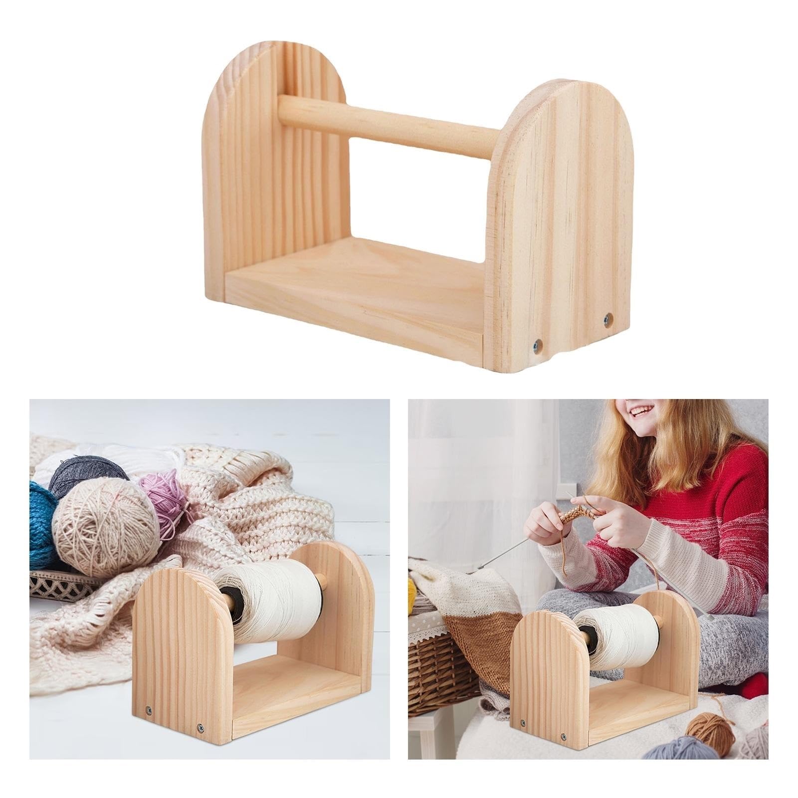 Soporte for hilo de ganchillo, bobina portátil madera maciza, husillo for manualidades y costura, accesorios punto cordón madeja DIY para Hilo de Lana