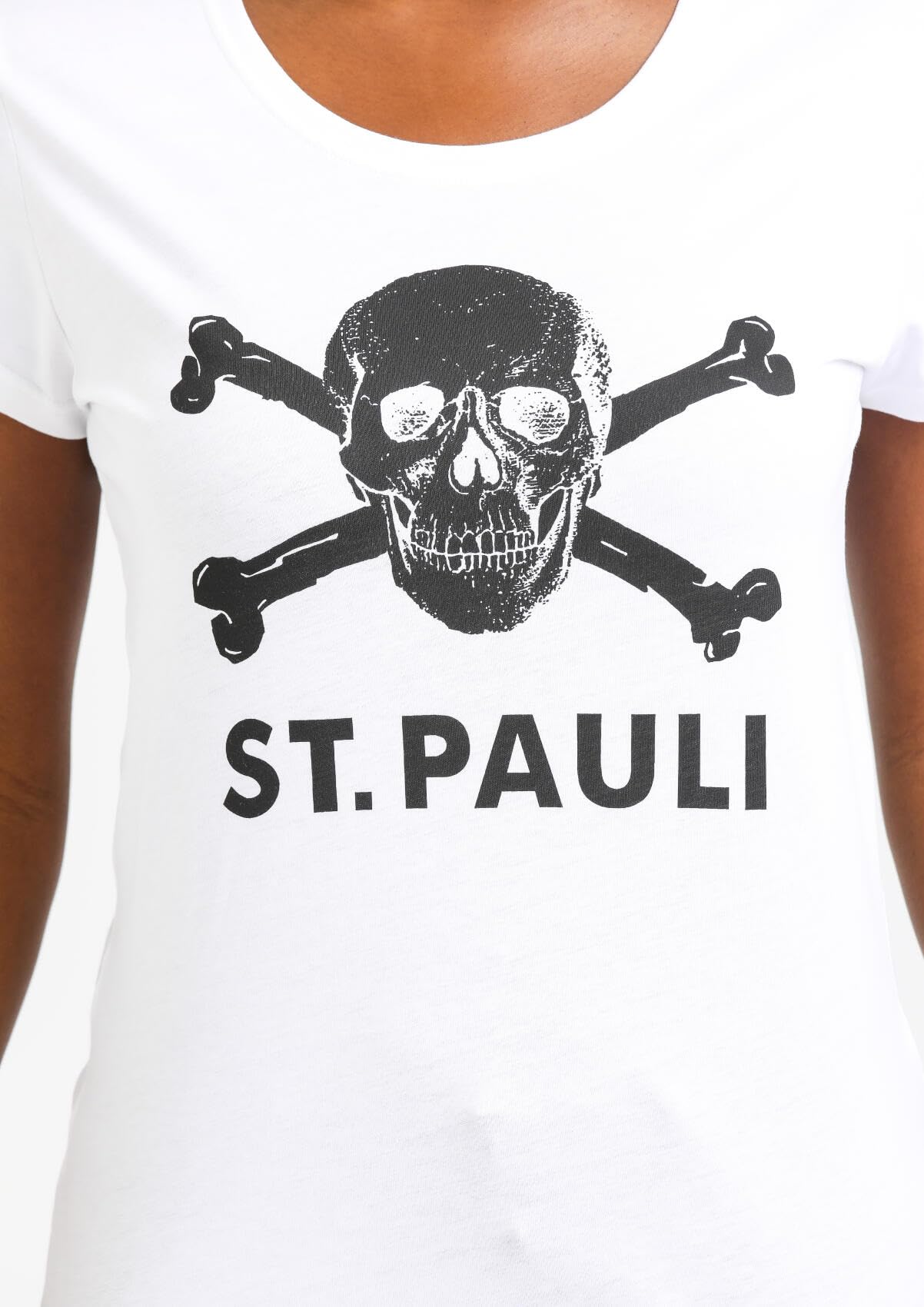 FC St. Pauli Skull Mujer Camiseta Blanco S, 100% algodón, Regular