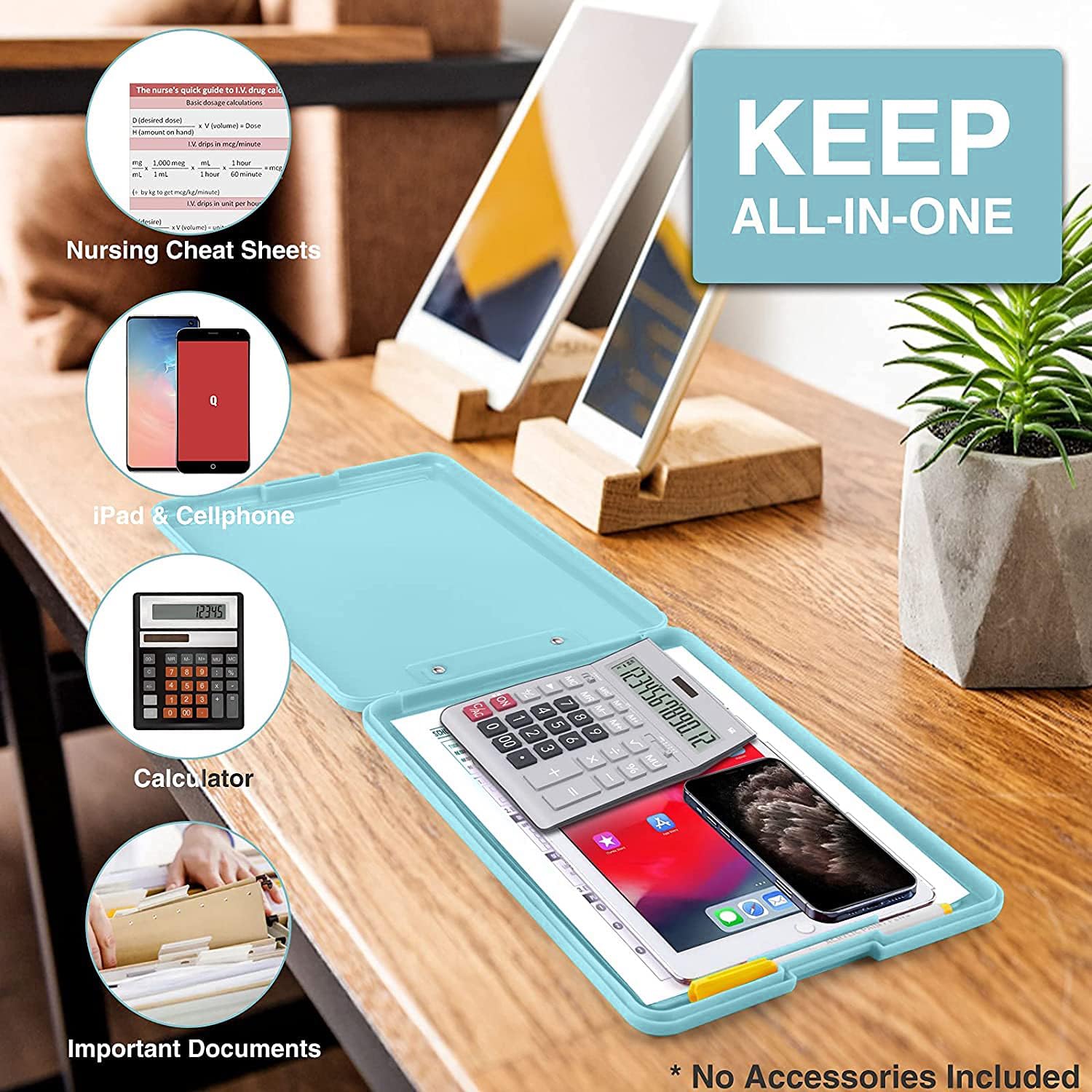 PRANIJ Versatile Foldable Plastic Clipboard with Built-in Storage and Pen Holder - Ideal for School, Office, Travel - Perfect for Students, Teachers, Doctors, Nurses, Professionals (Blue) 4