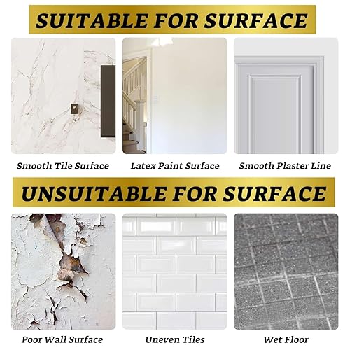 Miniatura 7 de HFKPJRT Cinta Washi dorada, 14 rollos de cinta dorada autoadhesiva metálica de 383 yardas, cinta de espejo para decoración de pared, marco de TV y