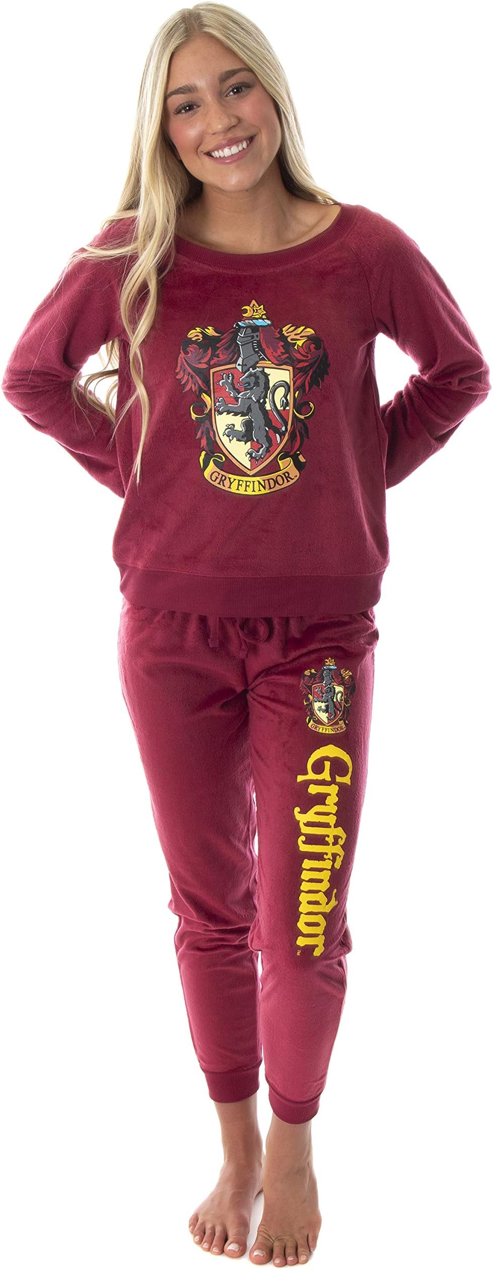 Harry Potter Juniors' Hogwart Castle House Crest Fleece Jogger Pajama Set - All 4 Houses Available