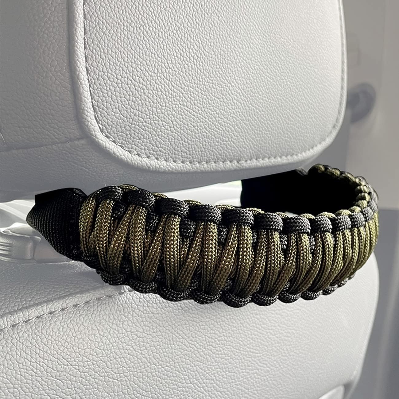 Headrest Grab Handles Universal Grip Handles,Passenger Support Handles for Jeep Wrangler,Ford Bronco,Toyota,Tacoma,Trucks,SUV,Cars,2Pack (Black&Olive)