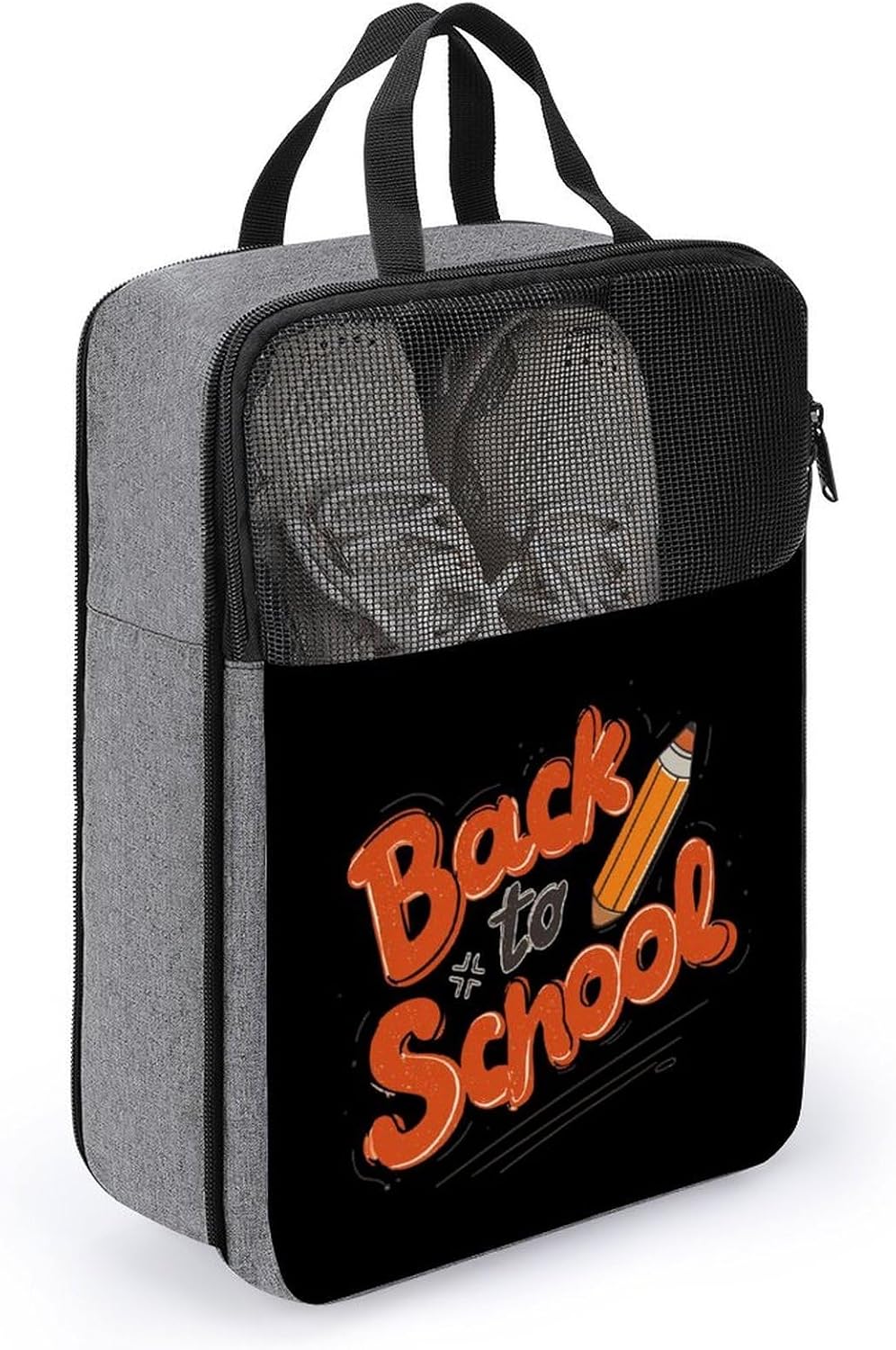 Back to School Shoe Bag Organizer for Travel with Handle | printed,double zippered closure,for sneaker soccer cleats dance essentials