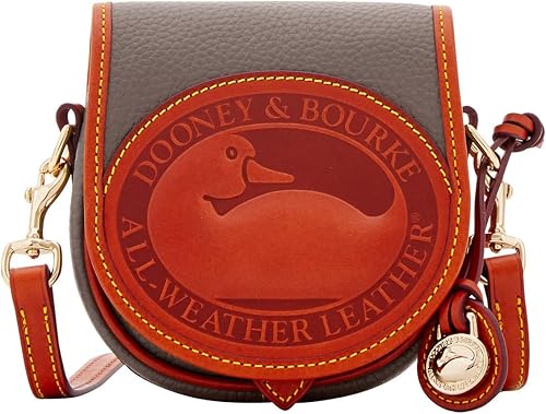 Dooney & Bourke Bolso bandolera de cuero de 2 patos para todo tipo de clima, Marrón topo
