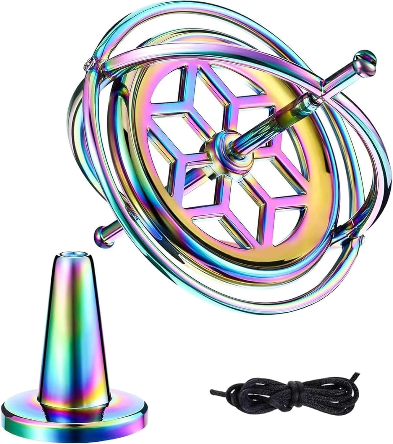 HZYH Gyroscope Toy, Metal Anti Gravity Rotating Desk Gyroscope, Sturdy and Stable, Flying Motion Balance Physics, Not Rusty and Fade, Unique Design, Toy for Boys Girls Gift