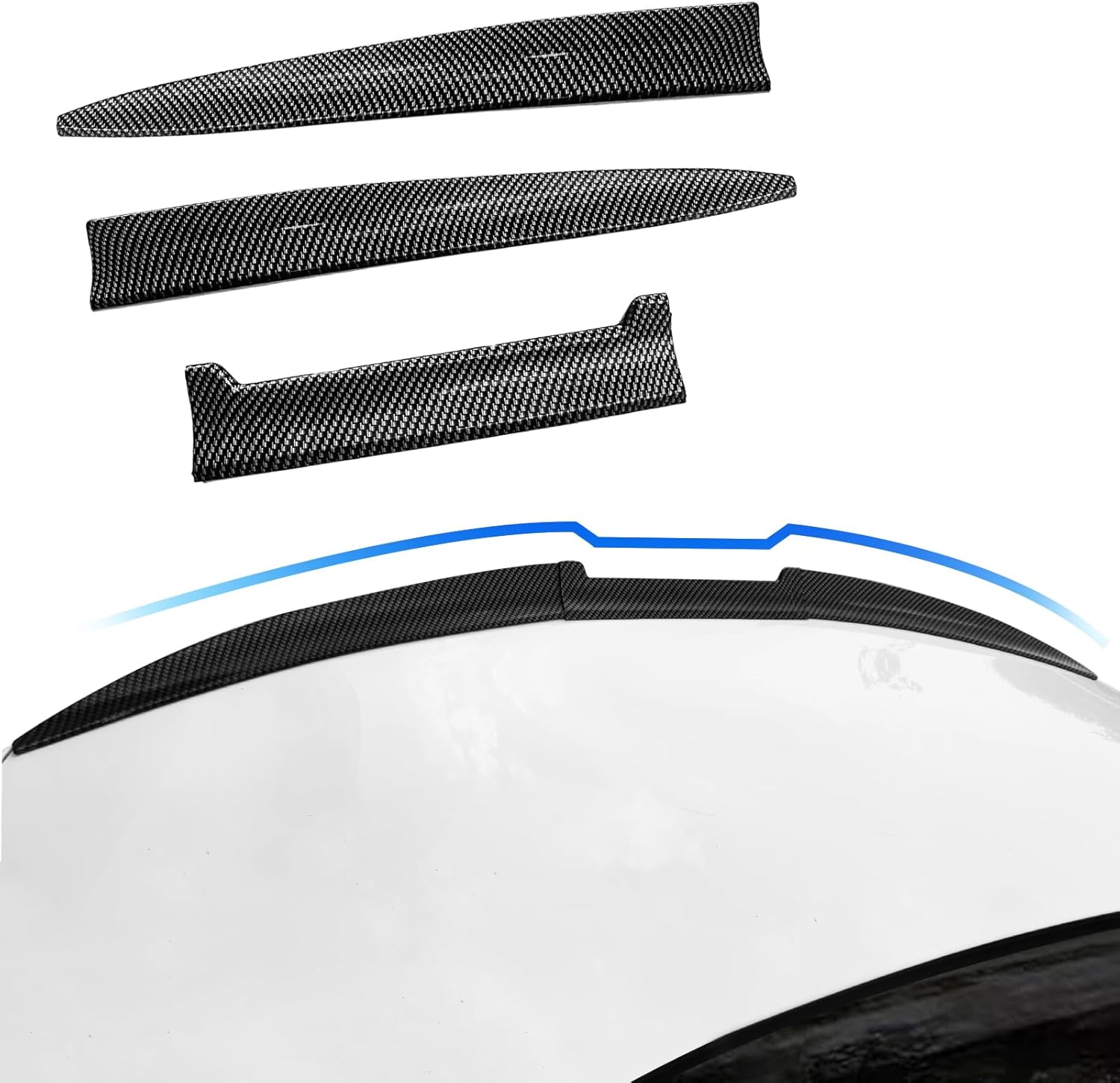 for car rear trunk spoiler tail universal,modification tail wing universal,3-section adjustable and cuttable rear window top roof spoiler wing,40-55 inches (carbon fiber black)