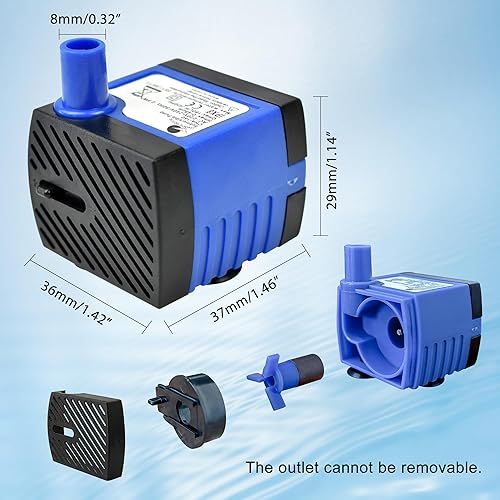 Miniatura 5 de CHANCS Bomba de agua de CA 110V 2.5W 160LH 42GPH alta elevación 1.48ft pequeña bomba sumergible para humidificadores