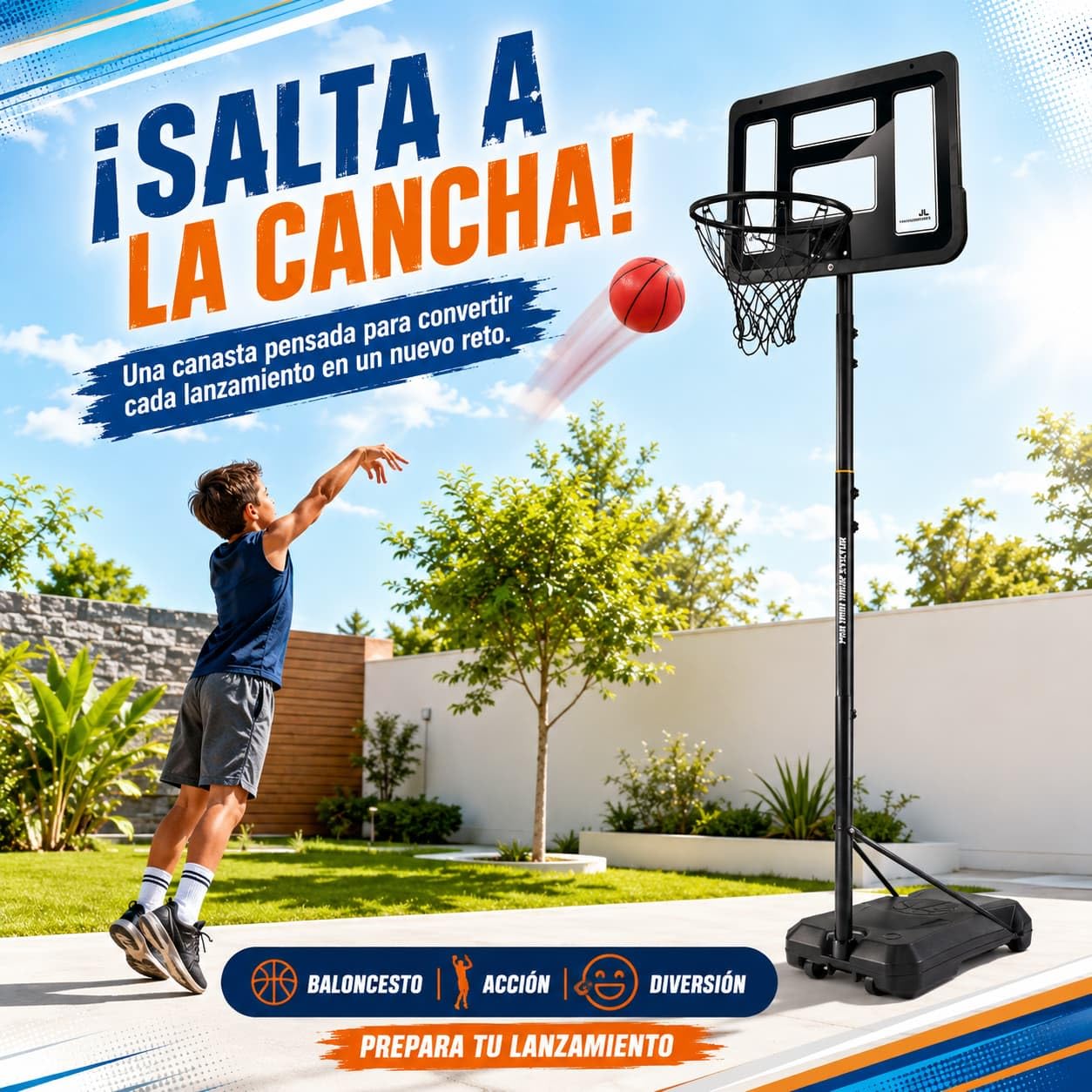 Canestro da basket per bambini con piede, altezza regolabile fino a 306 cm, include palla e gonfiatore, canestro da basket esterno, gioco sportivo, regalo per ragazzi e ragazze +8 anni