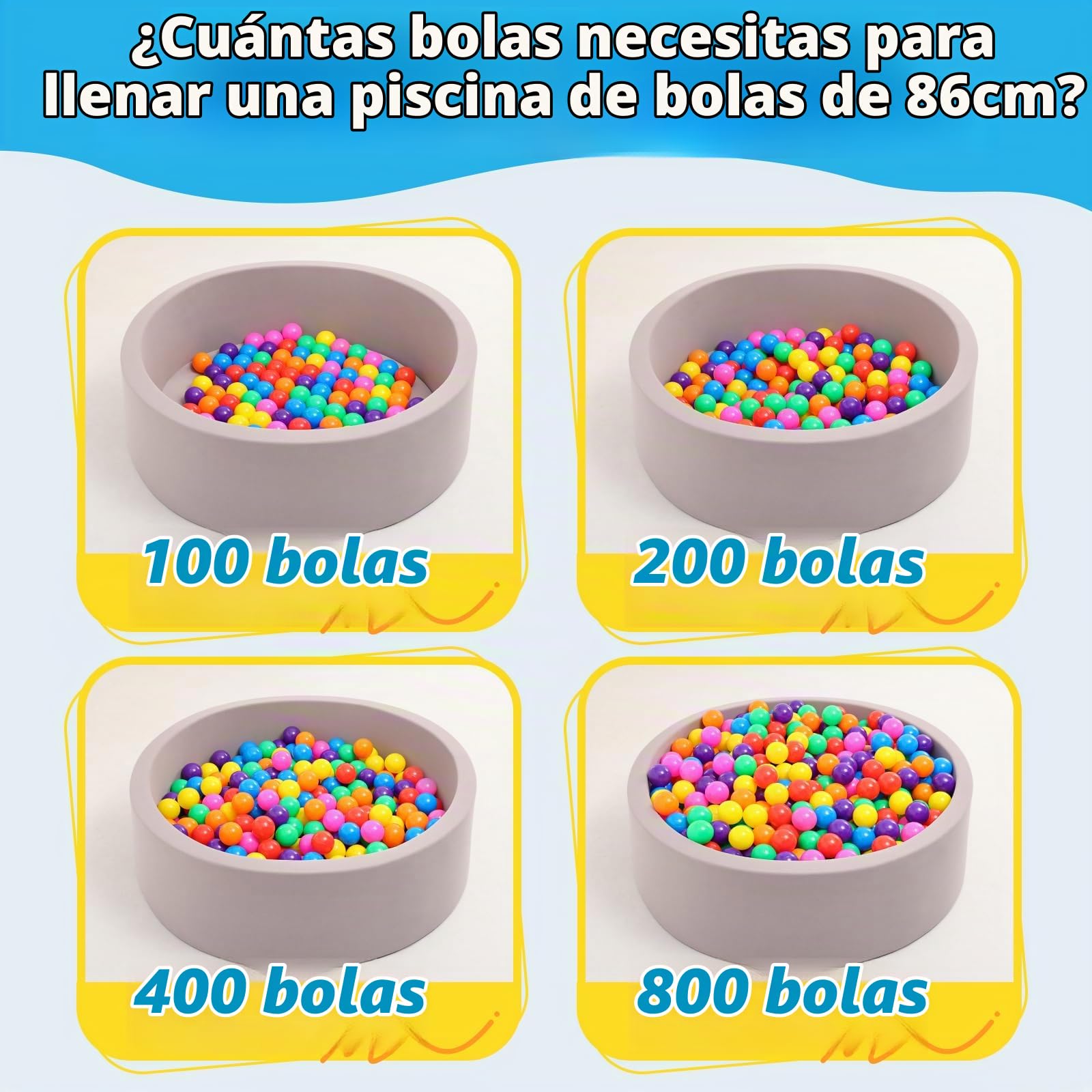 Piscina de bolas para bebés con 200 bolas tricolores, Bolas para piscina de bolas para bebés con bolas de plástico incluidas Piscina de bolas redonda suave plegable grande para niños pequeños Interior