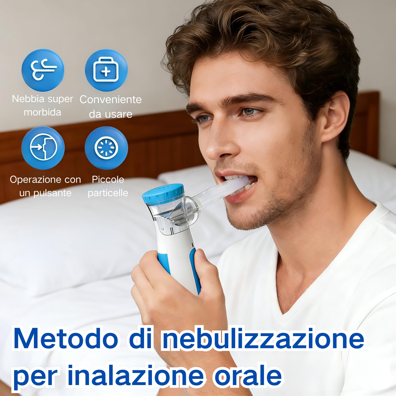 Aerosol Portatile Silenzioso per Adulti e Bambini， Apparecchio Aerosol Dotato Di Due Maschere e Ugelli, Nebulizzatore Aerosol Adatto Per Uso Domestico e Viaggio