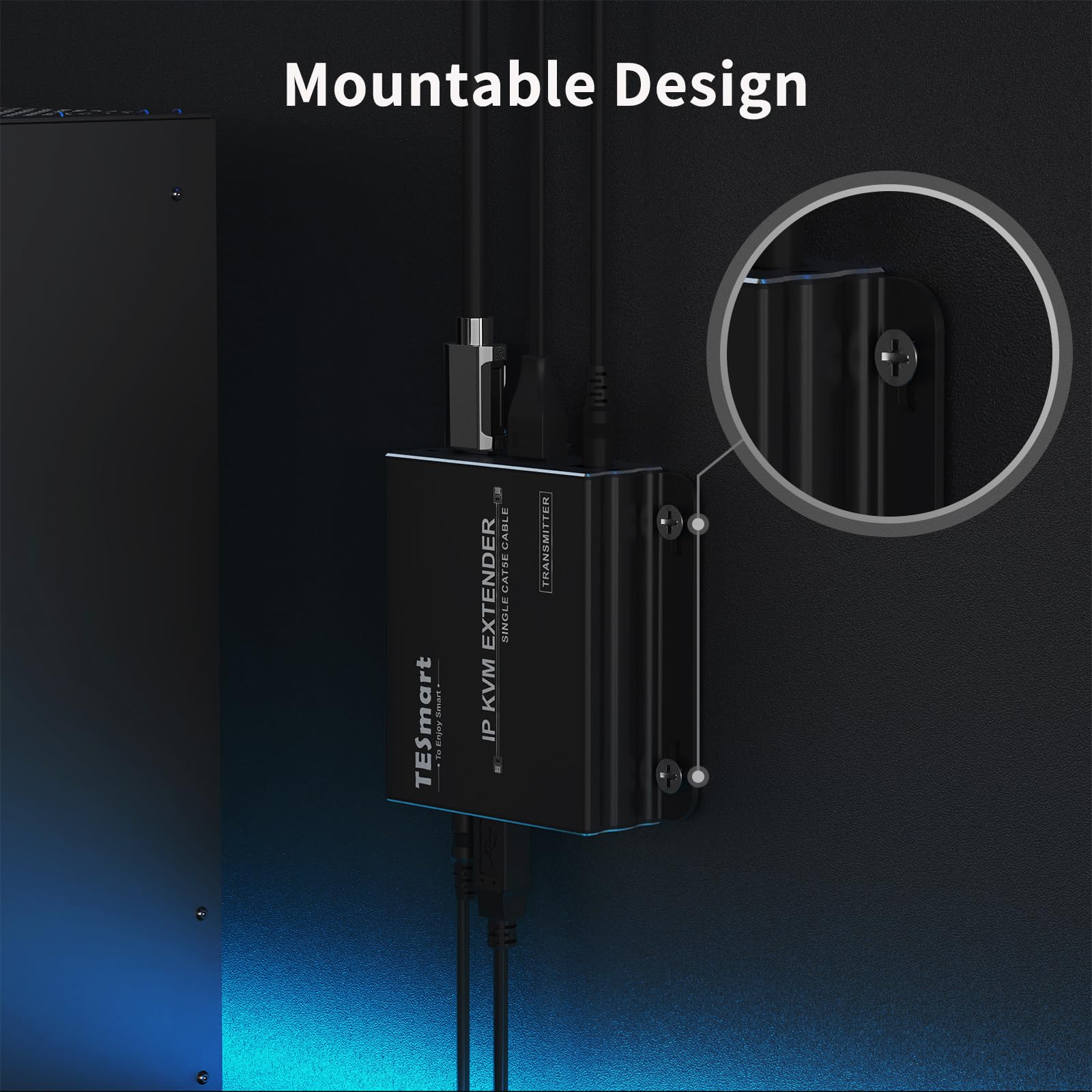 TESmart HDMI KVM Extender 1080P 60Hz sur Simple Câble Cat5e/6 Jusqu'à 120m/393ft, Point/Multipoint à Point/Multipoint, Contrôle à Distance via Souris et Clavier, IR Pass Through (TX et RX)