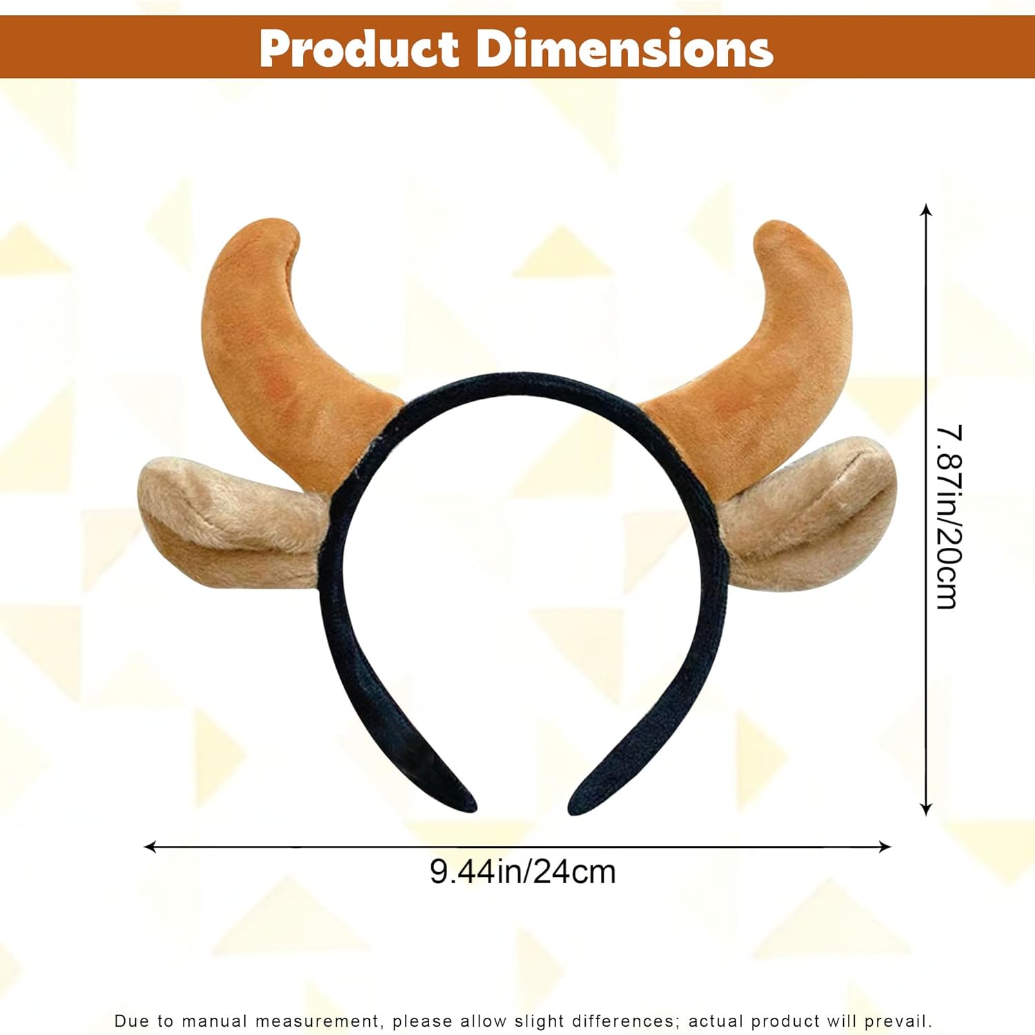 Cow Ears Headband, Halloween Cow Headband for Adult, Brown Cow Horns Ear for Women - Image 2