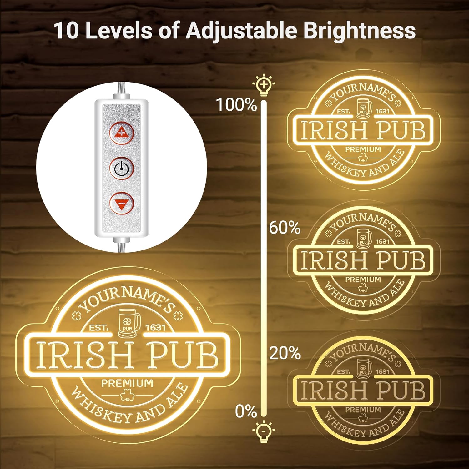 Custom Irish Pub Neon Sign for Wall Decor, Personalized LED Arcylic Bar Light for Home Bar Man Cave Irish Tavern Lounge Buisness, Customized Neon Light up Sign for Dad Birthday Father's Day Gift