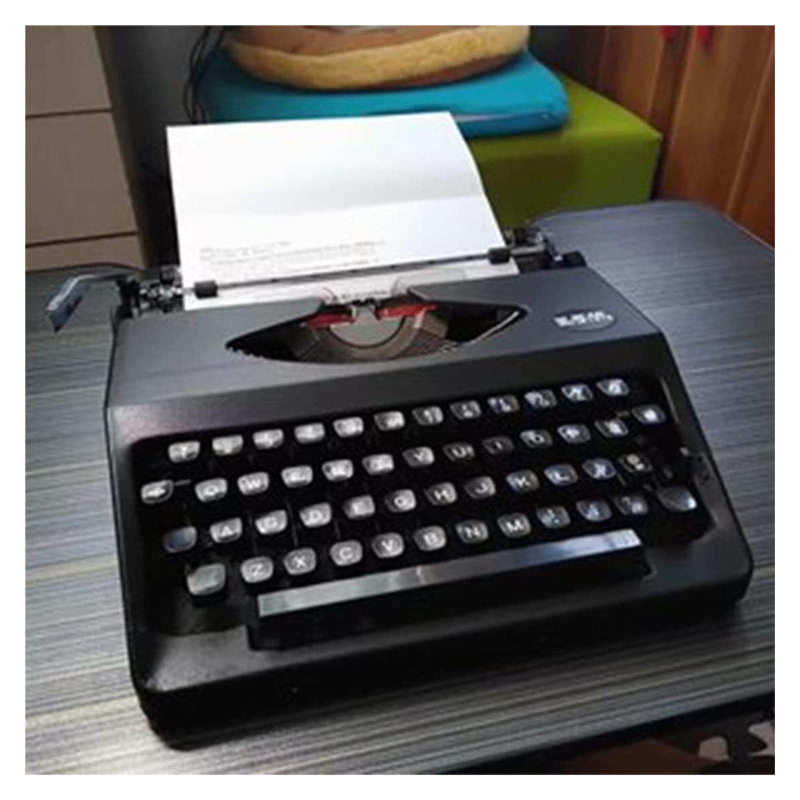 Retro-Vintage-Schreibmaschine, traditionelles tragbares kreatives Handbuch mit Etui, für Notizen oder Briefe oder kreatives Schreiben, altmodisch (schwarz)