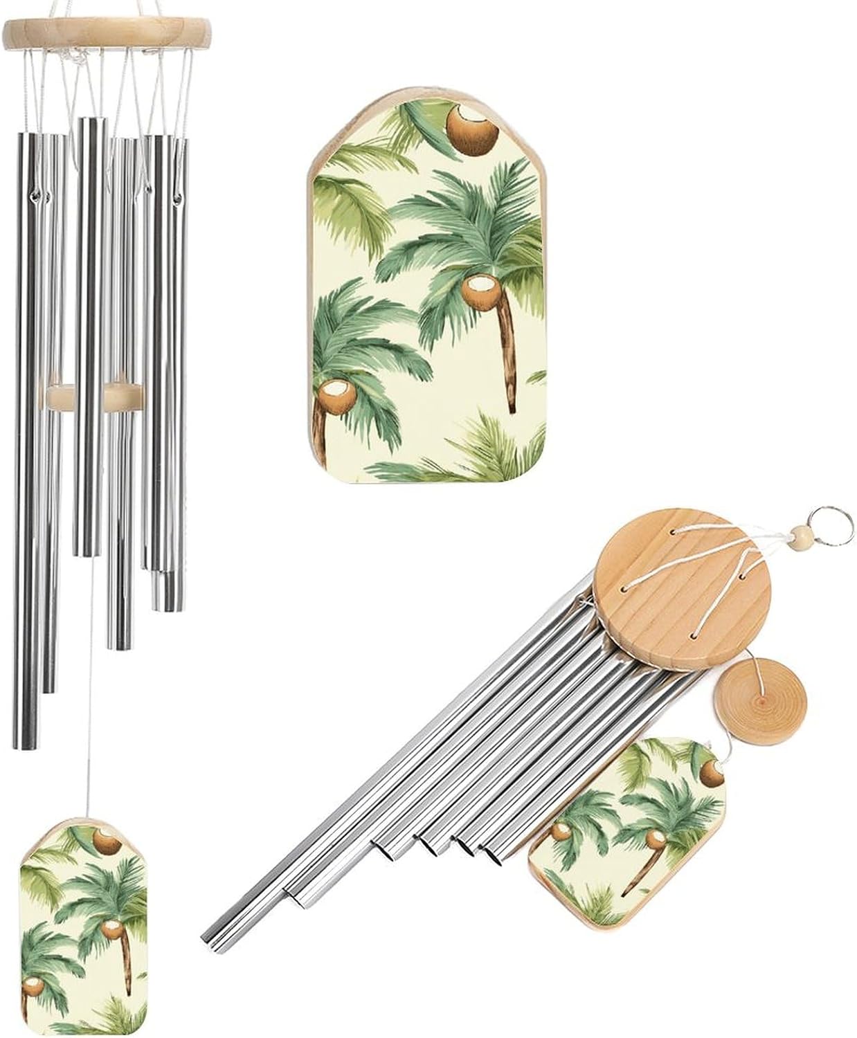 Outdoor Wind Chimes, Summer Coconut Tree Printed Wind Chimes,Simple Wind Chimes,Curtain Wind Chimes for Home Decoration