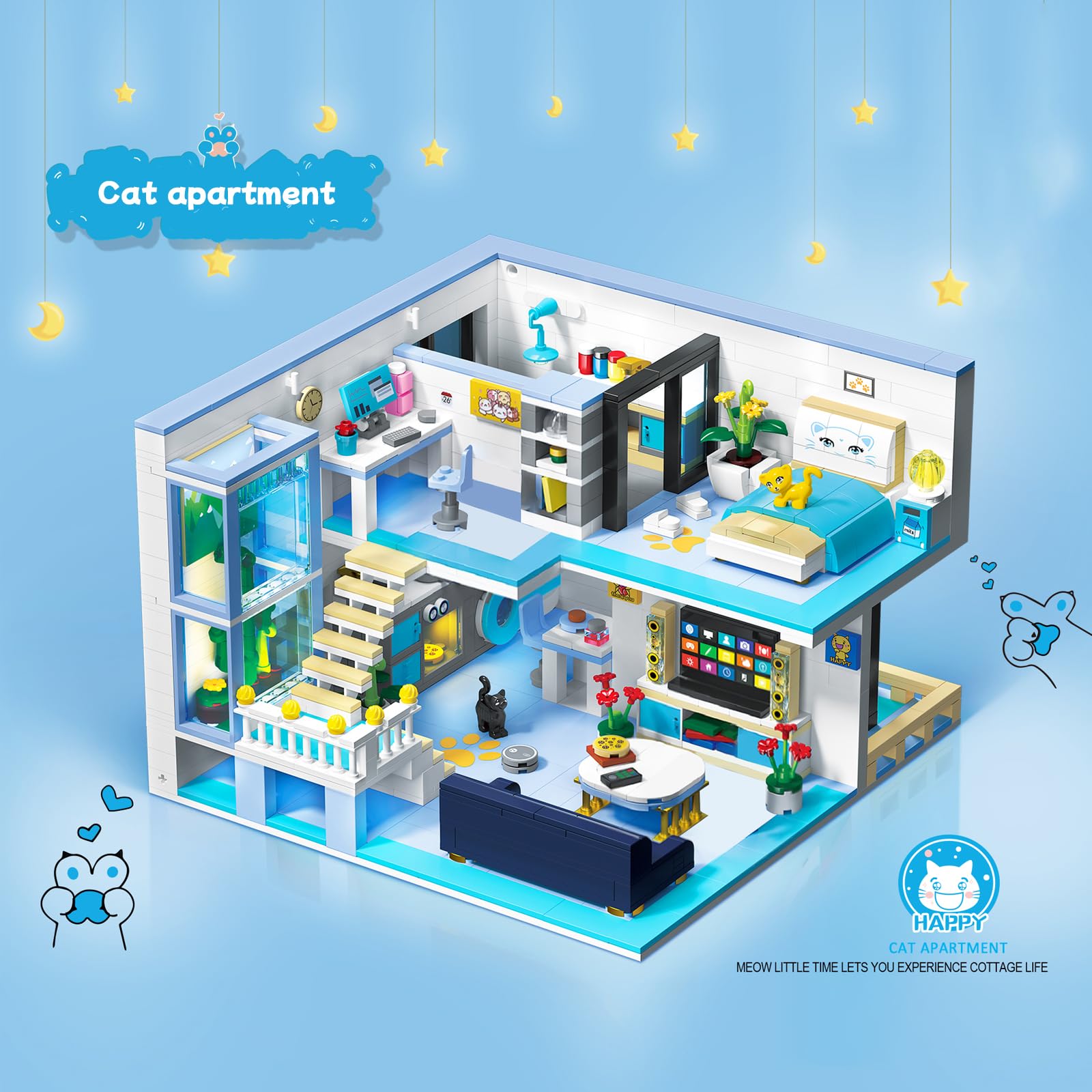 Hallisun Apartment Building Block Set, Friends House Mini Block Model Kit, Cartoon House Modular Cottage Block - Image 4