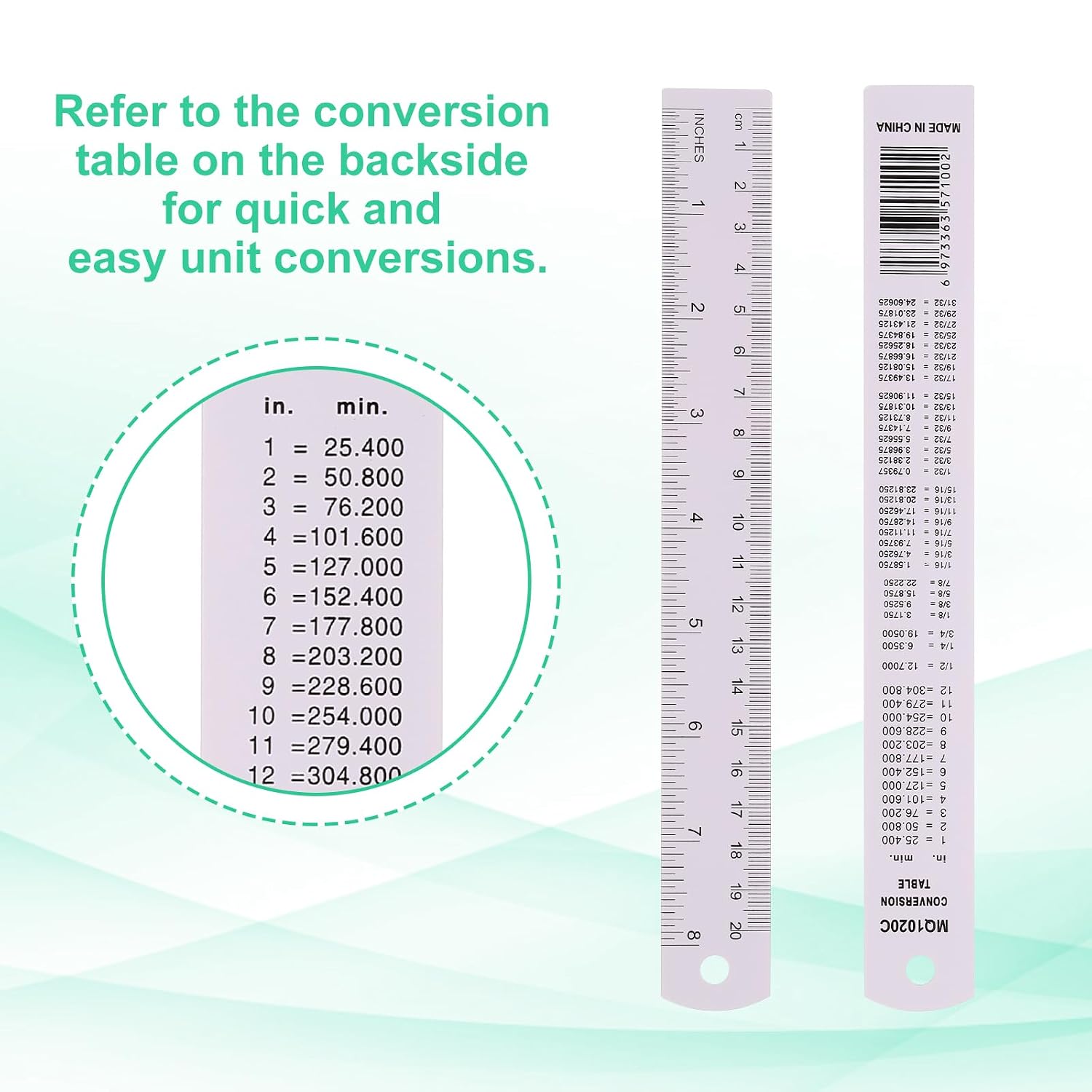 PATIKIL 20cm/8" Metal Ruler, 2 Pack Aluminum Alloy Rulers with Centimeters, Millimeters, Inches and Conversion Table Straight Edge Ruler for Writing Machinist Drafting, Purple