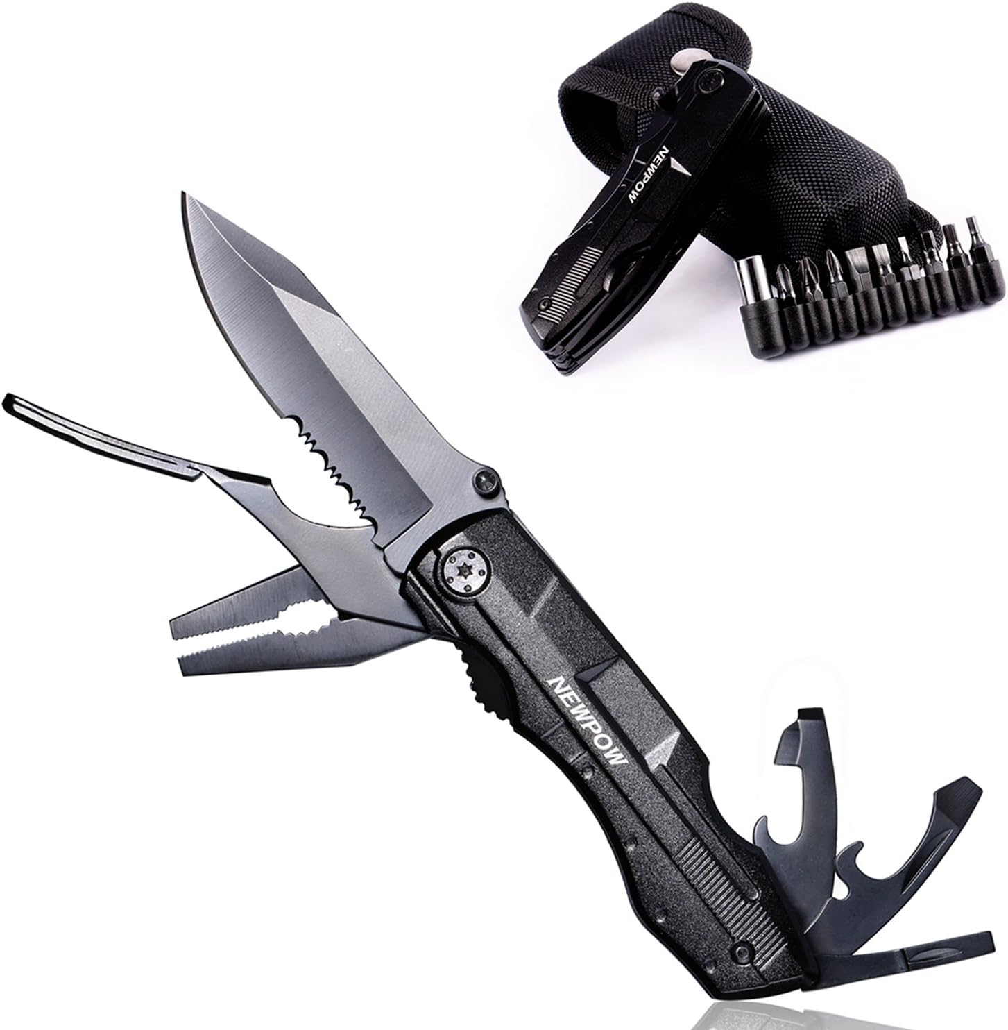Multitool Knife for Men - Newpow 5 in 1 Utility Knife Tools Pocket Knife for Camping, Survival, Fishing, Hiking, Hunting - Must Have EDC Gear - 3.1"