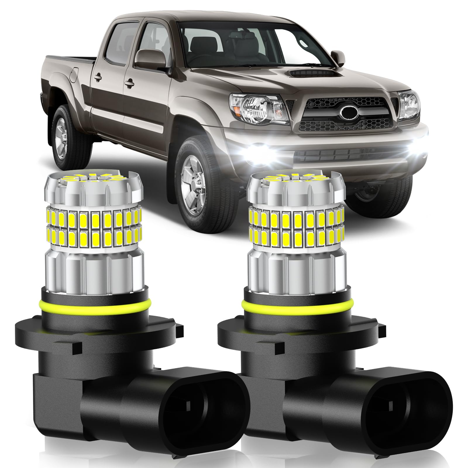 SENROBO Fit for Toyota Tacoma 2005-2011 Fog Light Bulbs or DRL, 13000LM Super Bright 360° Illumination 9005/9145/H10 Fog Lights, 6000K Cool White