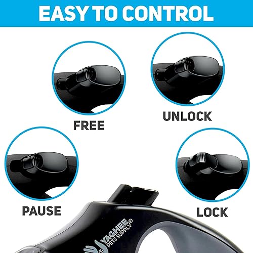 Miniatura 5 de Correa retráctil para perro 2025 de 16 pies para perros pequeños y medianos de hasta 26 libras, antienredos, reflectante, ajustable con cable