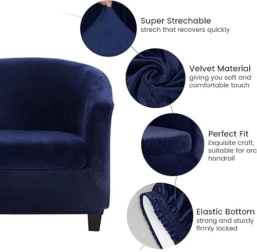 Miniatura 5 de Funda de terciopelo para silla de club, fundas para sillón de sala de estar, funda elástica para sofá de bañera, fundas redondas para sofá de silla