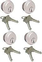 Vista 1 de Cerraduras de cilindro, cerradura de puerta comercial, estilo Adams Rite, resistente, 2 llaves (doble cilindro, aluminio plateado, paquete de 4)