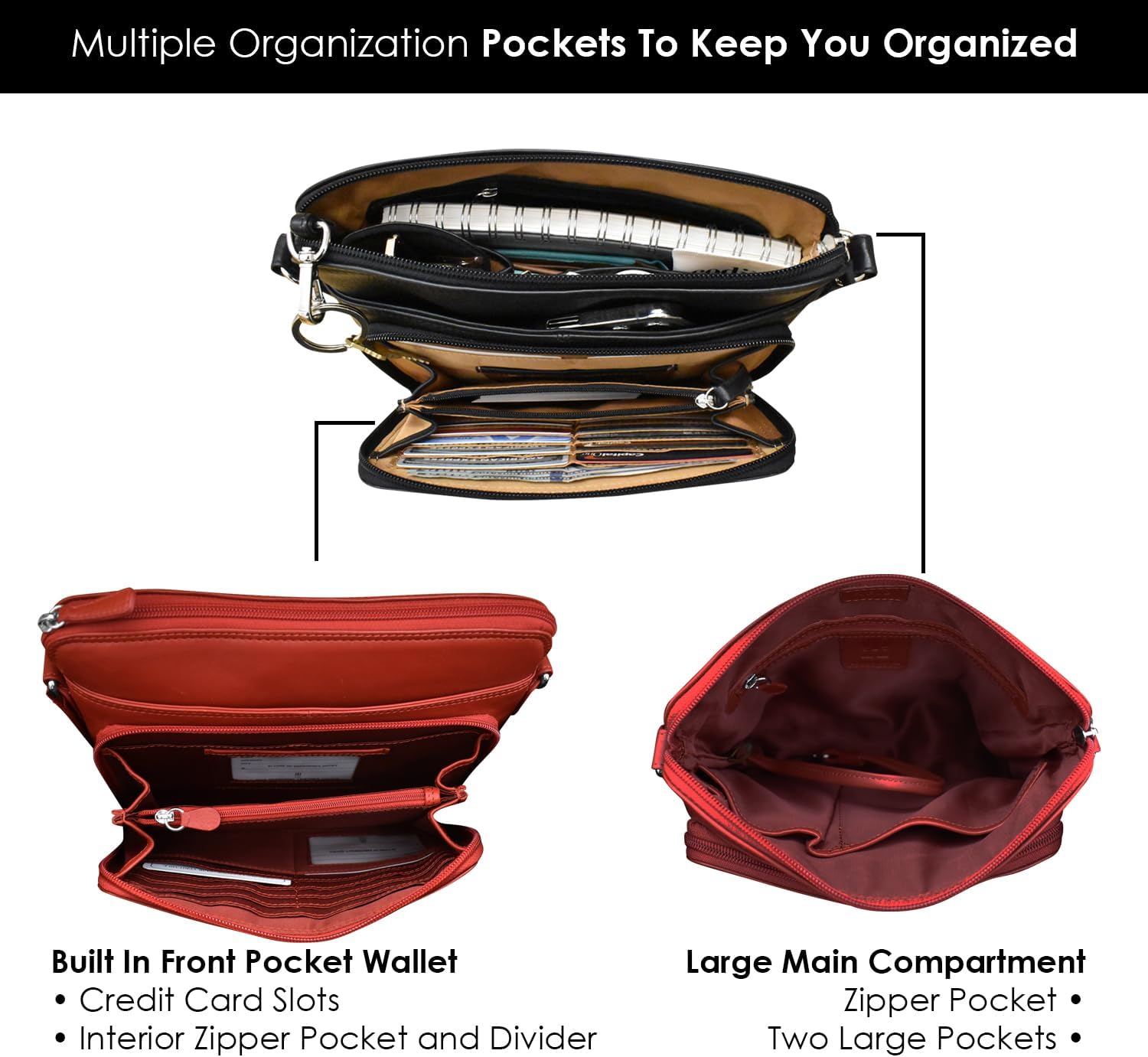 ili New York Genuine Leather Crossbody Bags for Women - Premium RFID Blocking Shoulder Bag Organizer with Adjustable Strap - Image 4