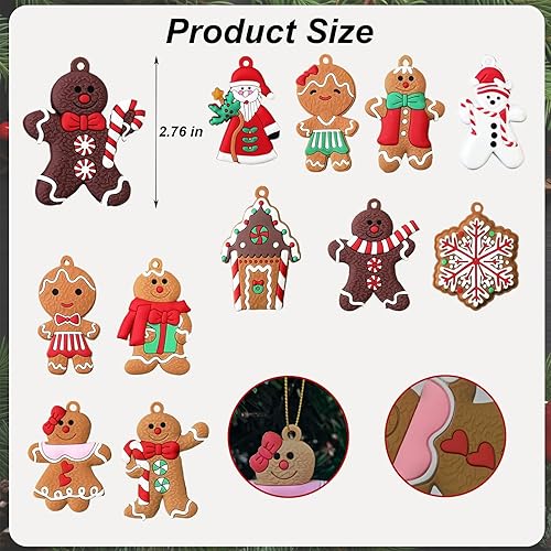 Miniatura 2 de 12 adornos de hombre de jengibre, bonitos adornos de Navidad para decoración de árbol de Navidad, manualidades de Navidad, muñeco de nieve, copo de