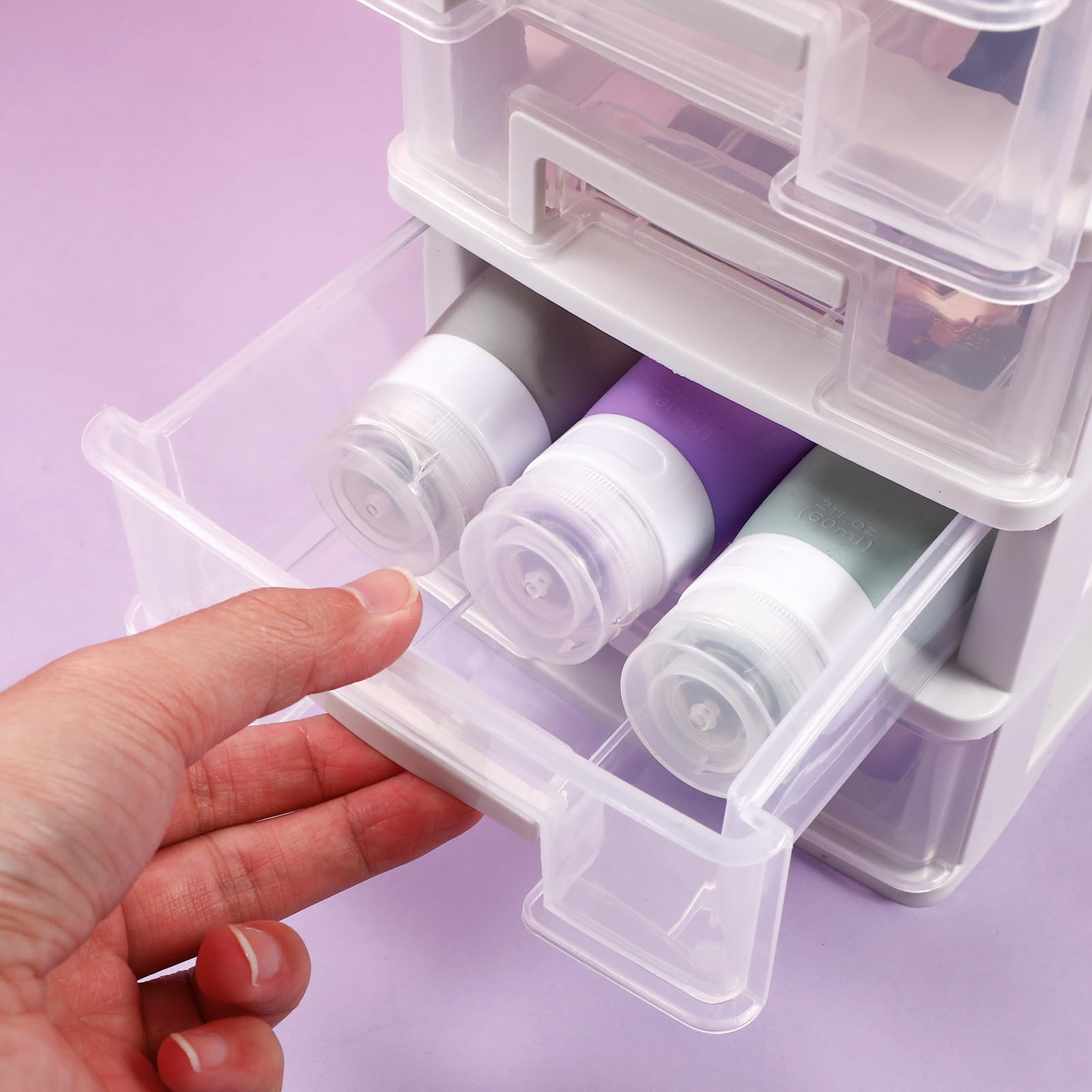 Cassettiera in plastica trasparente a 5 ripiani, multifunzionale, per forniture per ufficio e articoli per la scuola, ideale per scrivania e artigianato