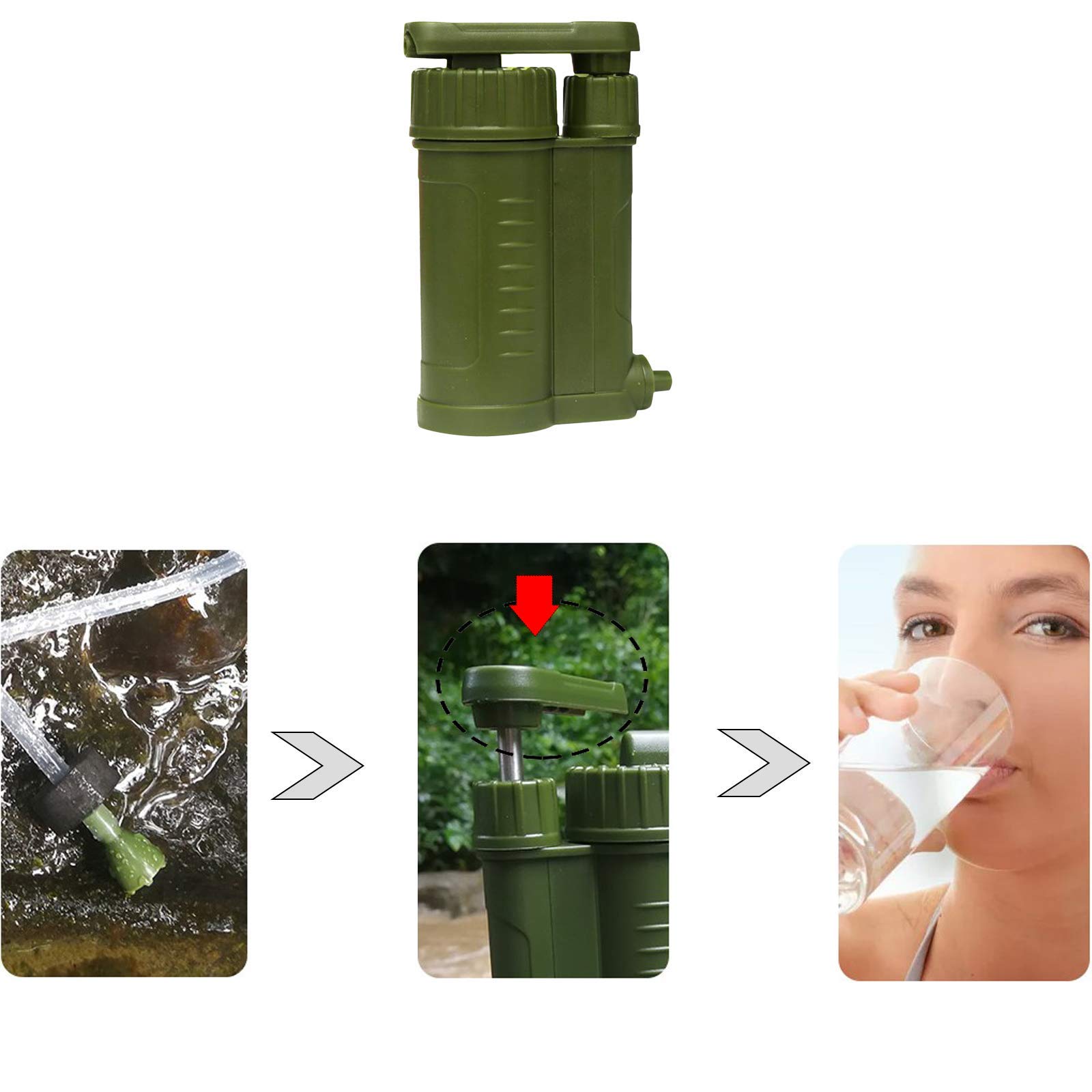 Filtro per acqua potabile, portatile, per campeggio, escursioni, emergenze