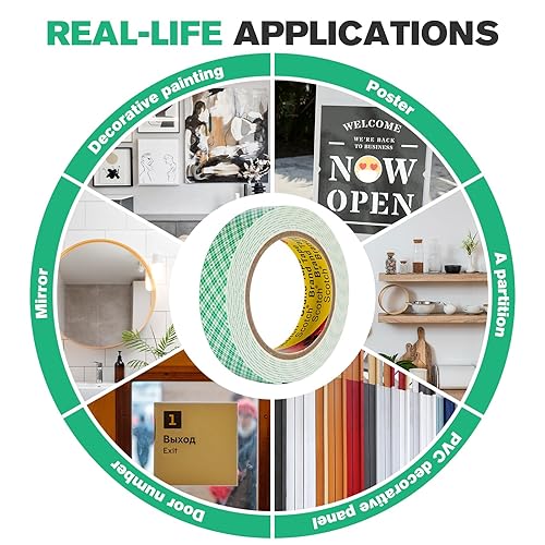 Miniatura 6 de 3M - Cinta de espuma de doble cara de 0.5 pulgadas x 10 pies, color blanco 4026, cinta adhesiva de poliuretano de uretano de doble capa para