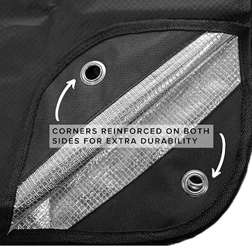 Arcturus Insulated Tarp, Reusable Heavy Duty Thermal Survival Blanket 60x82in, Reflects 90% Body Heat, Waterproof, Windproof, 3-Layer Design, Reinforced Grommets, Black