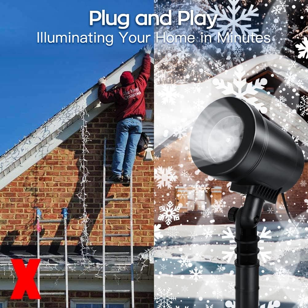 2 Pack Christmas Projector Lights Outdoor, Snowfall Projector Lights Outdoor, Christmas Decorations Light, Landscape Lights Projector with Remote, Projector Light for Christmas, Patio, Garden, Party