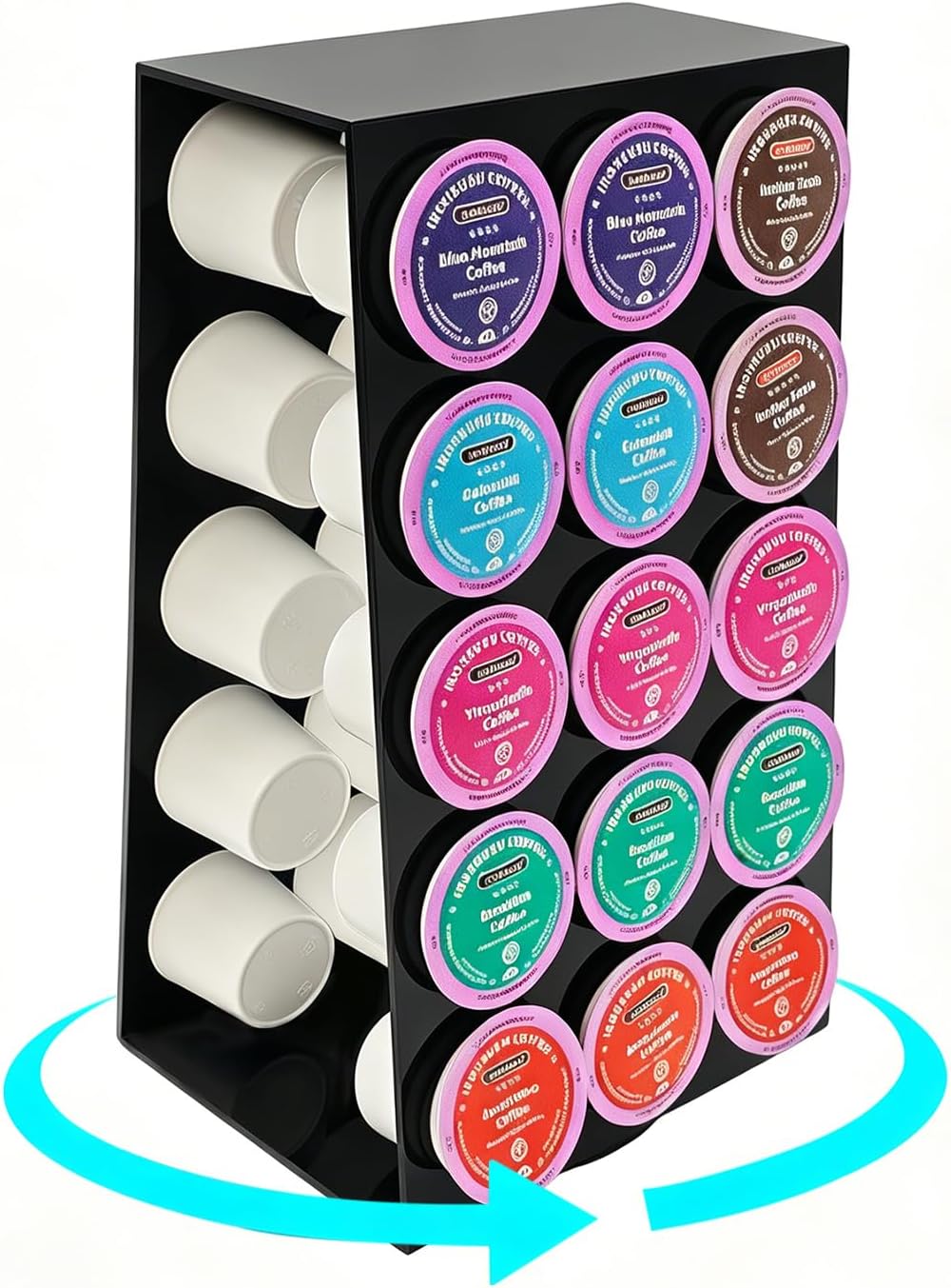 Acrylic Rotating K Cup Holder - 30 Pods Coffee Capsule Organizer